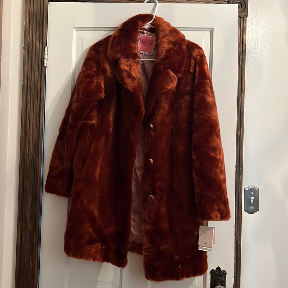 NWT Kate Spade jacket xs  rust fur